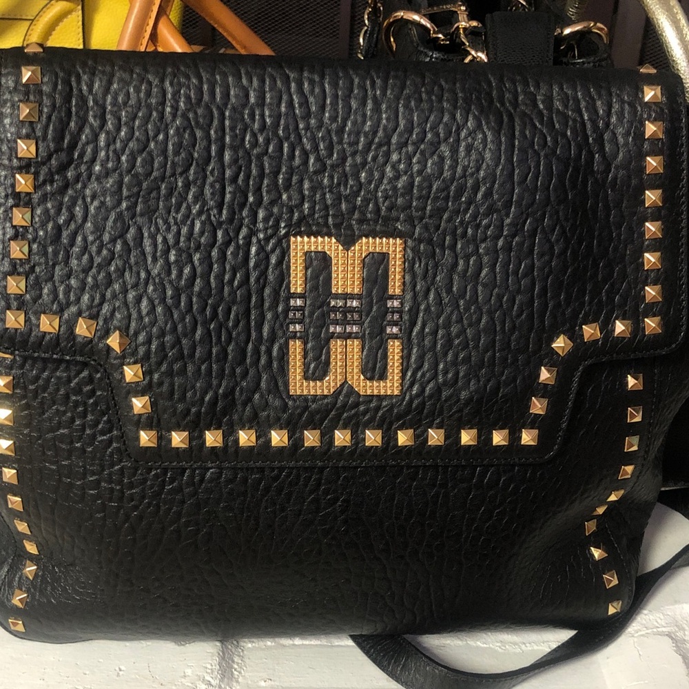 Black Leather Studded Handbag